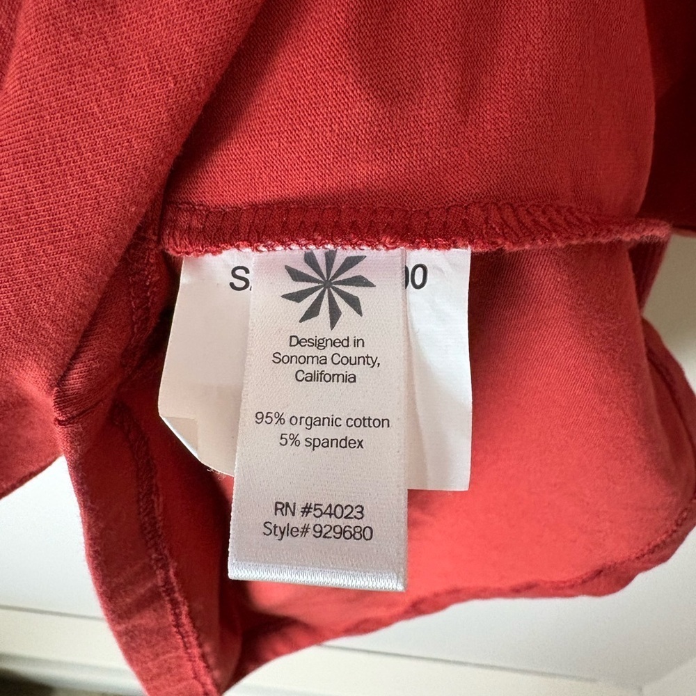 ATHLETA Cozy Up Popover Sweater Dress Red Rust Organic Women’s Size Small - Picture 6 of 10